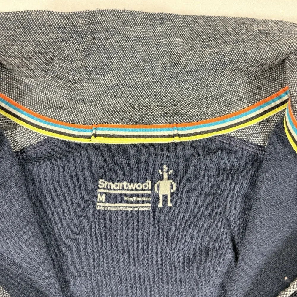 Smartwool 1/4 Zip Pullover Mens Large Blue Gray 100% Merino Wool SW0NP616